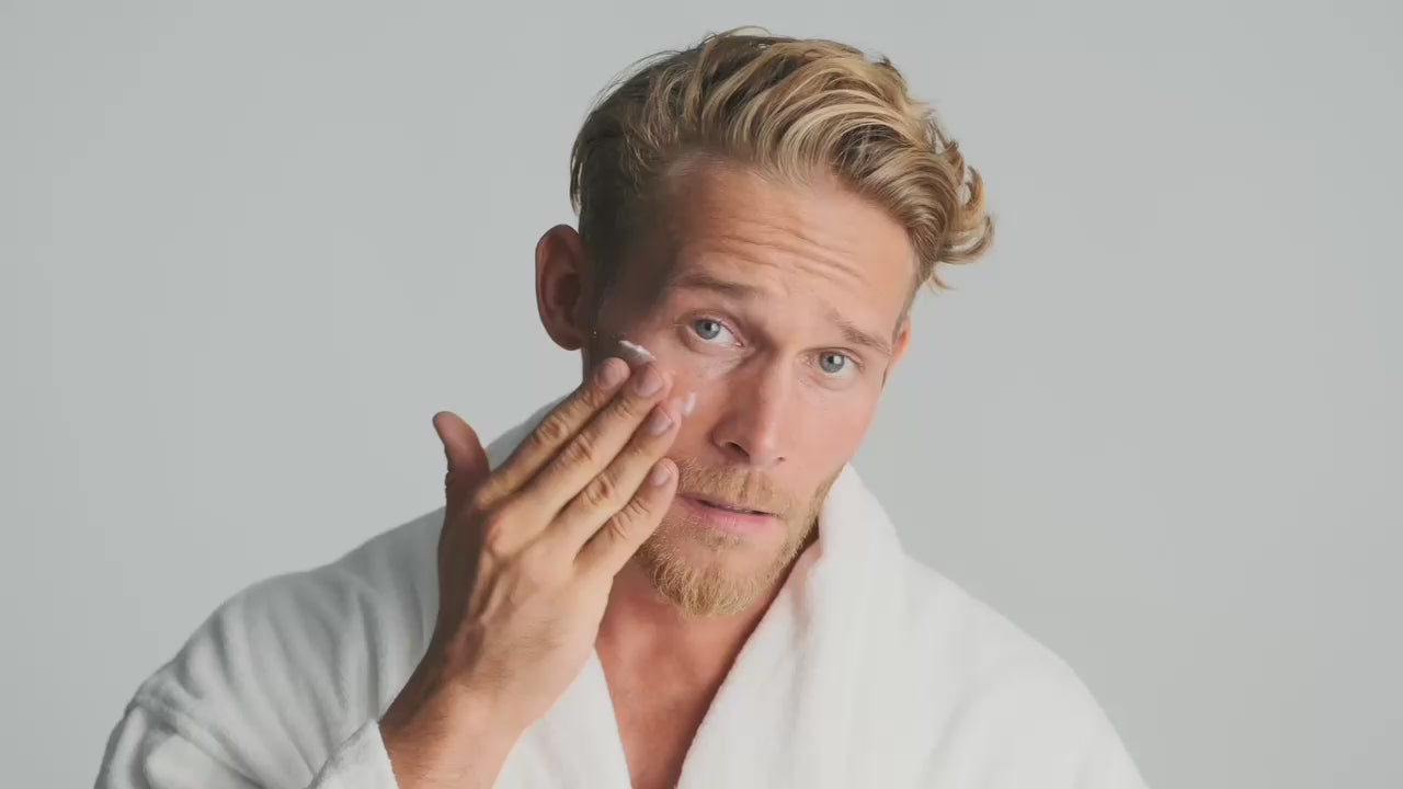 Load video: man applying Titan Tallow beef tallow moisturizer on face